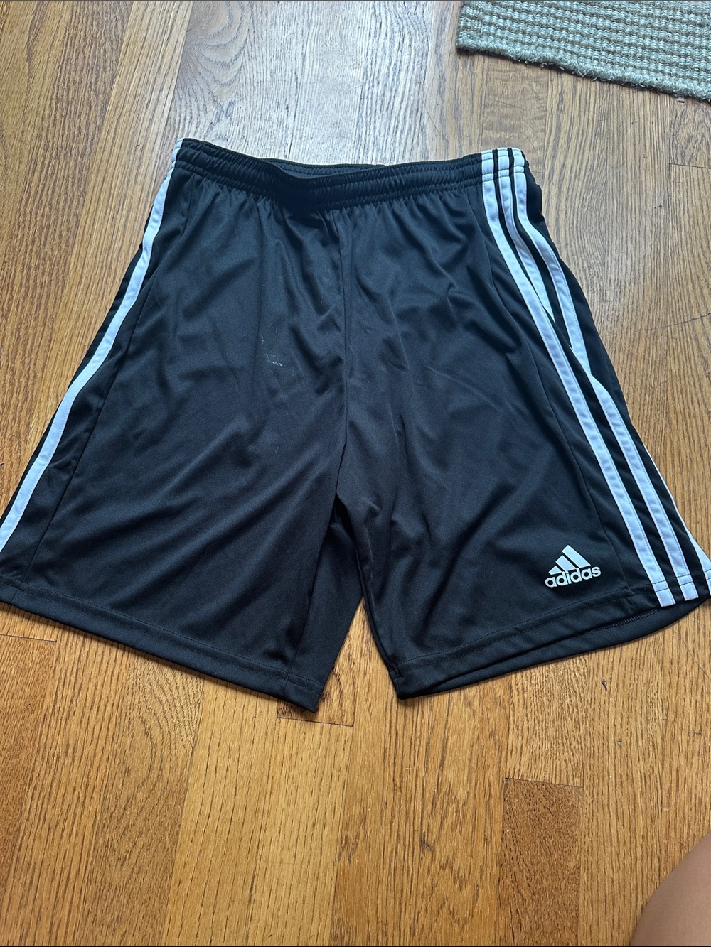 adidas Black Athletic Shorts with White Side Stripes